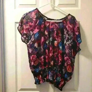 Sheer floral print Thesis top sz med